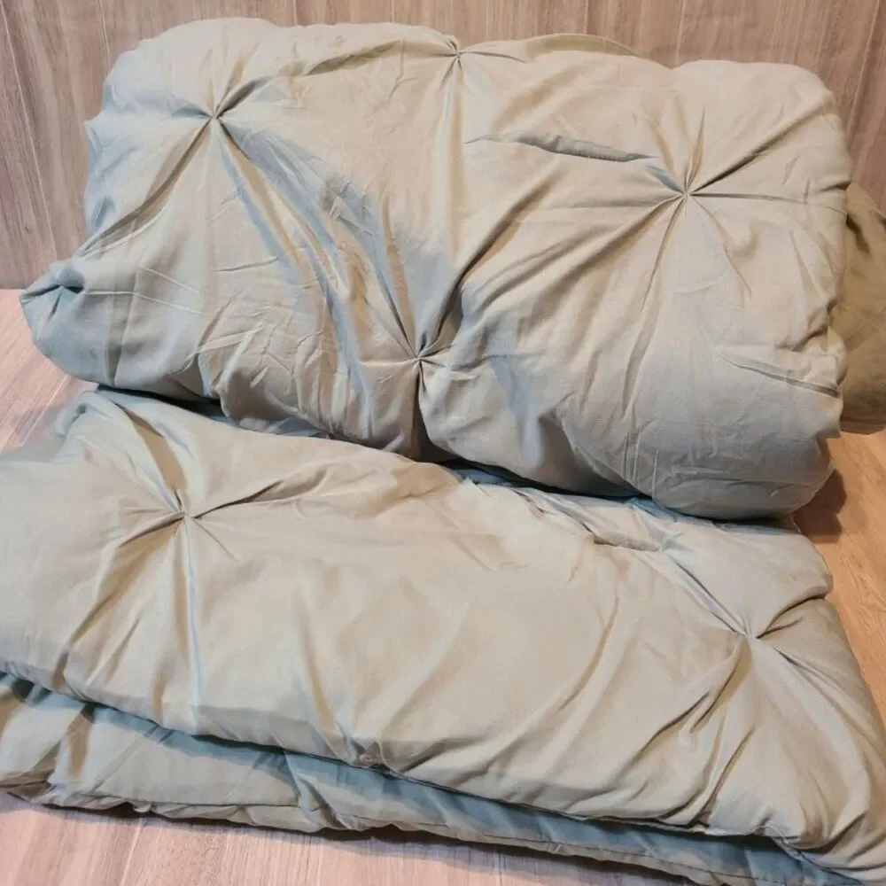 Bedsure Full Comforter Set Pintuck Sage Light Green Pinch Pleat Bedding 3 Piece